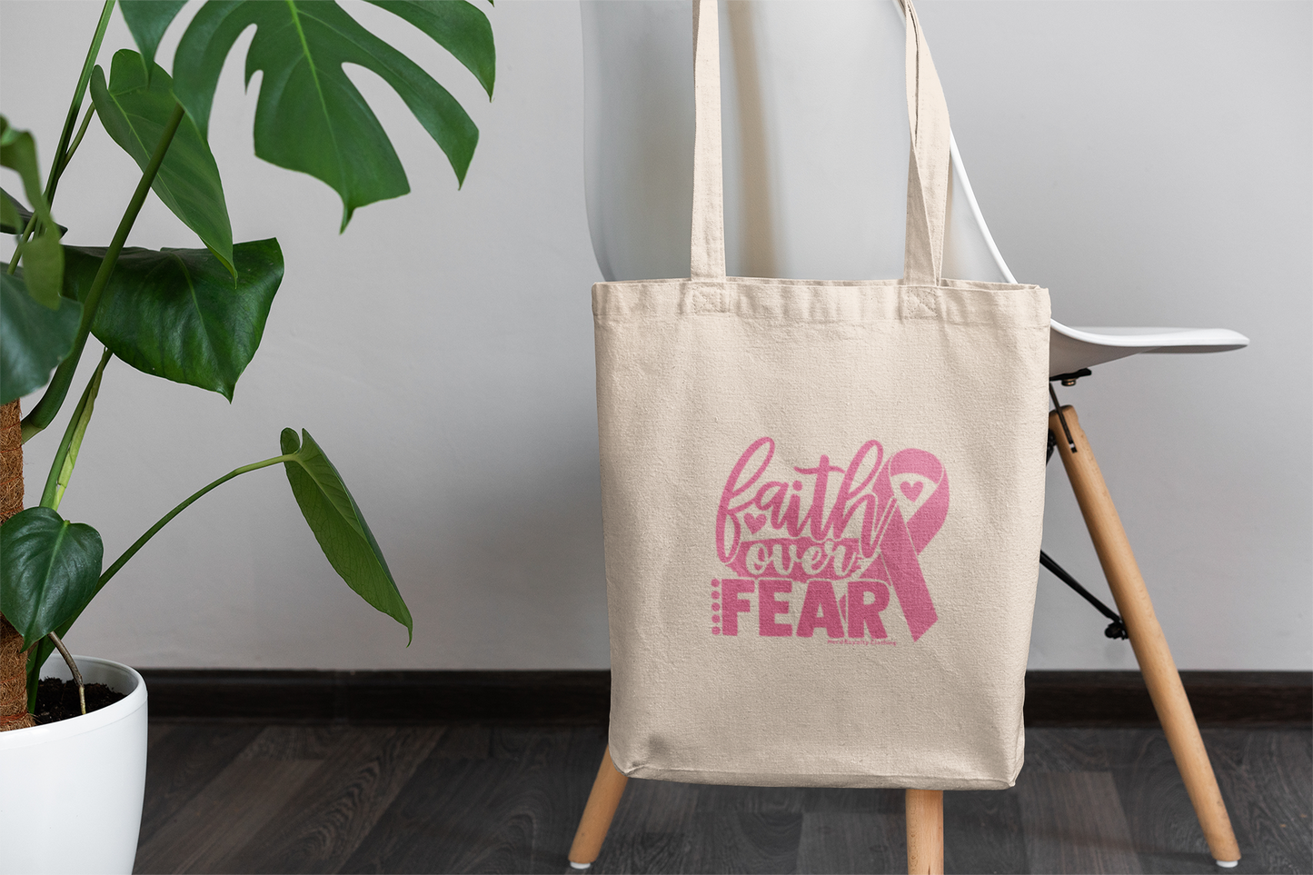 Breast Cancer Awareness - Faith Over Fear Tote Bag